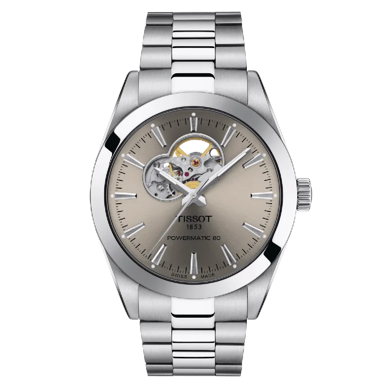 Men's Citrine Engagement Rings in Stainless Steel with a Stackable Band DesignTissot Gentleman Powermatic 80 Open Heart T127.407.11.081.00