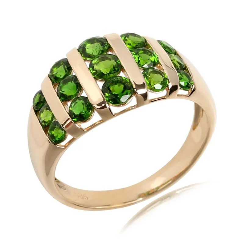 Peridot Gemstone Rings in 14K Gold - Filled Metal with a Pave - Set Band for a Sparkling Look14Kt Yellow Gold Chrome Diopside Ring