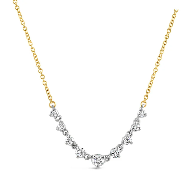 modern chain necklaces for girlsTwo Tone Diamond Row & Chain Necklace