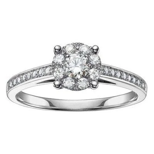 Men's Diamond Engagement Rings with Platinum Band and Halo Setting for a Luxury ProposalRound solitaire .35ct