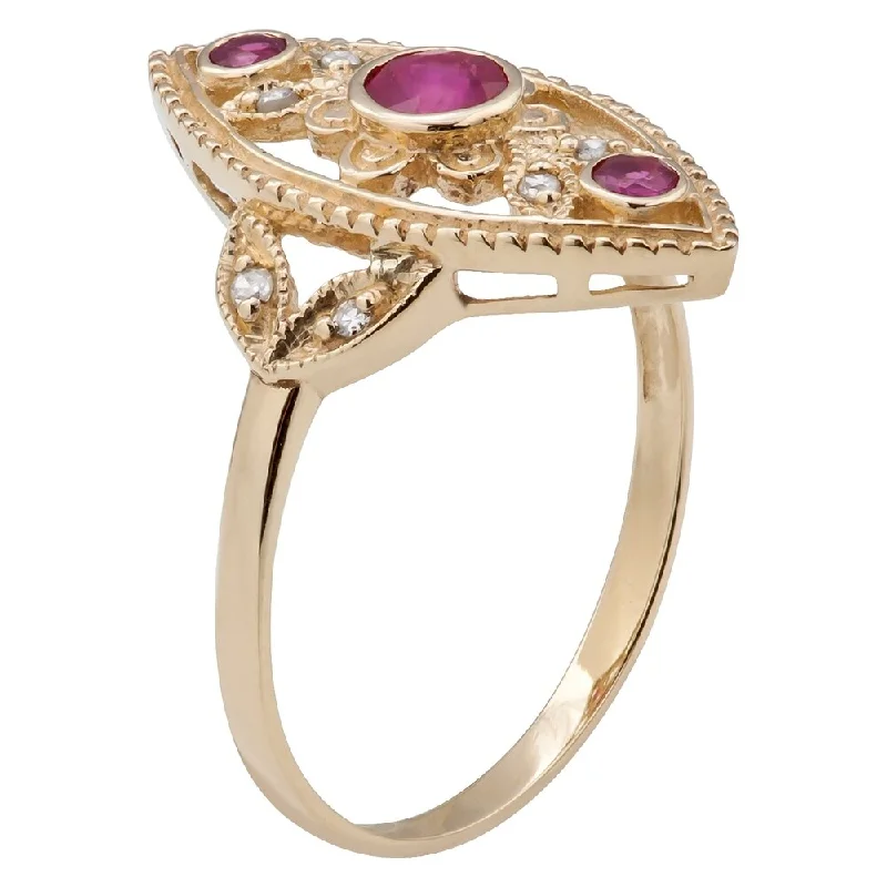 Amethyst Gemstone Rings in Sterling Silver with a Halo of Cubic Zirconia for a Budget - Friendly LuxuryViducci 10k Yellow Gold Vintage Style Genuine Ruby and Diamond Ring