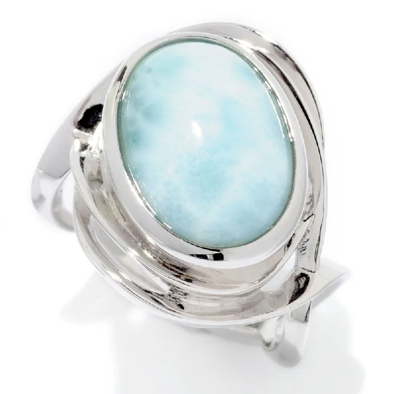 Opal Gemstone Rings in Rose Gold with a Milgrain Edge for a Feminine and Romantic Style925 Sterling Silver Larimar Ring