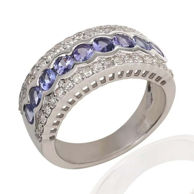 Alexandrite Gemstone Rings in Platinum with a Hidden Halo for a Rare and Luxurious Piece925 Sterling Silver Tanzanite And White Natural Zircon Band Ring