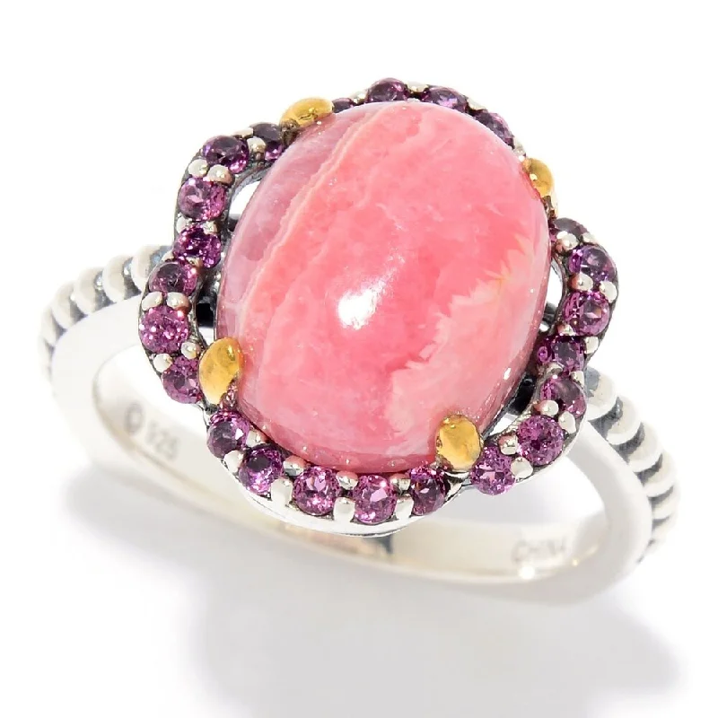 Tanzanite Gemstone Rings in 10K Gold with a Trilogy Design for a Sophisticated Gift925 Sterling Silver Rhodolite Garnet and Rhodochrosite Ring