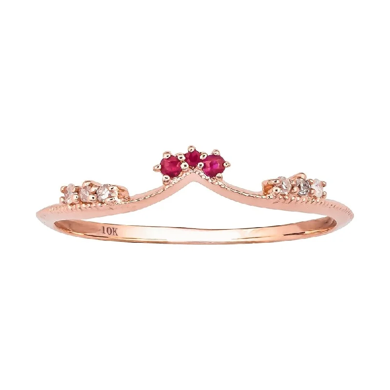 Alexandrite Gemstone Rings in Platinum with a Hidden Halo for a Rare and Luxurious PieceViducci 10k Rose Gold Curved Genuine Ruby and Diamond Band Guard