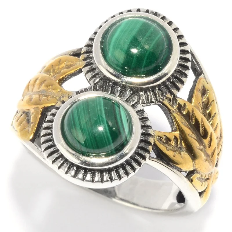 Emerald Gemstone Rings Set in Platinum with Filigree Work for a Vintage - Inspired Look925 Sterling Silver Malachite Ring