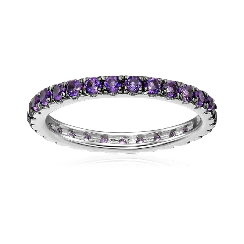 Topaz Gemstone Rings in 10K Gold with a Channel - Set Design for a Contemporary and Durable OptionSterling Silver African Amethyst Eternity Band Ring