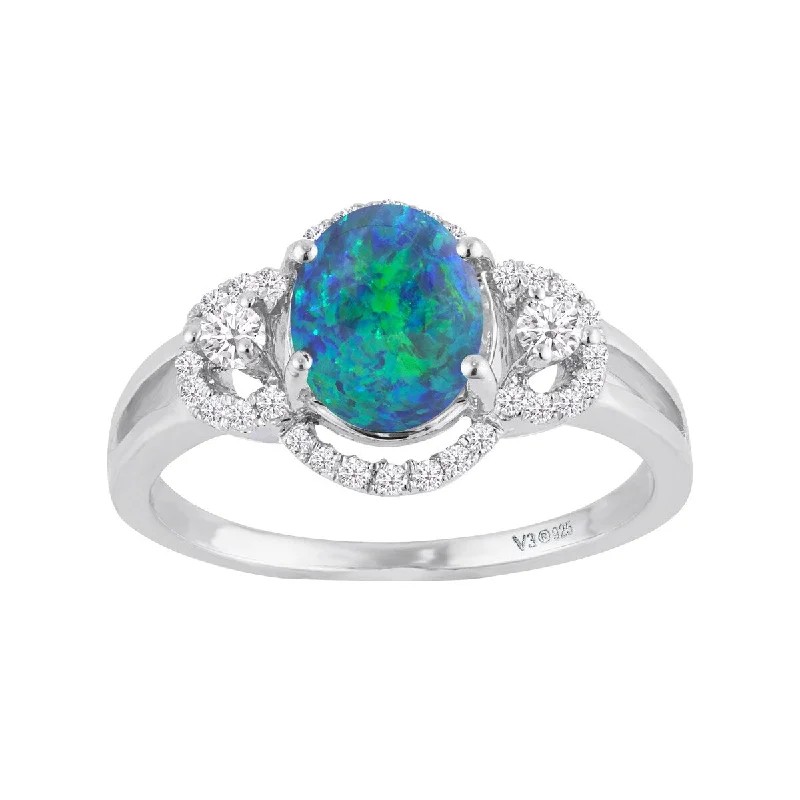 Malachite Gemstone Rings in 14K Gold with a Carved Stone for a Unique and Artistic AppealSterling Silver with Blue Opal and White Zircon Engagement Ring