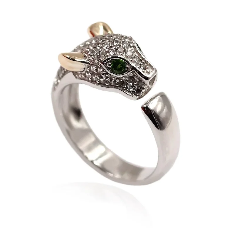 Moonstone Gemstone Rings in Silver - Plated Copper with a Celtic - Inspired Pattern for a Mystical Vibe14k Gold and Sterling Silver Chrome Diopside and Zircon Ring