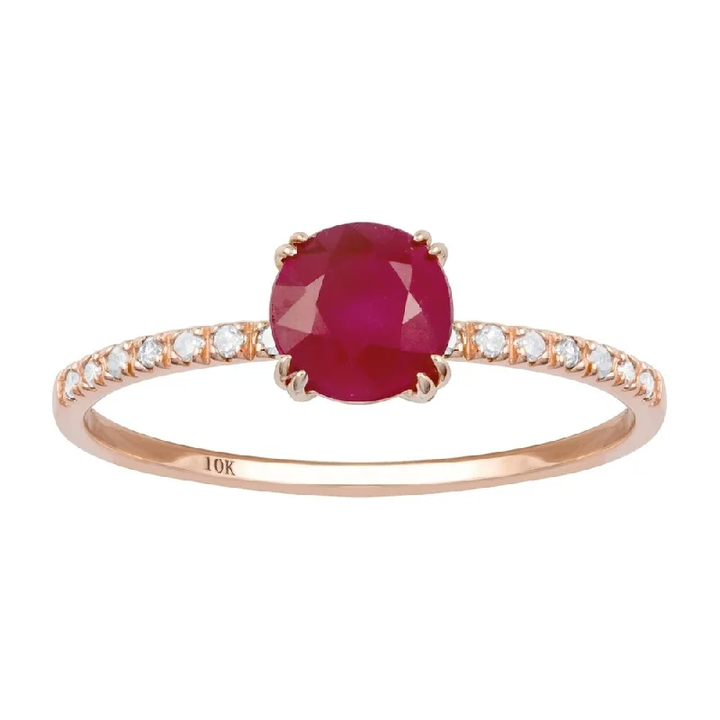 Aquamarine Gemstone Rings in 9K Gold with a Bezel Setting for a Modern and Secure FitViducci 10k Rose Gold Genuine Round Ruby and Diamond Ring