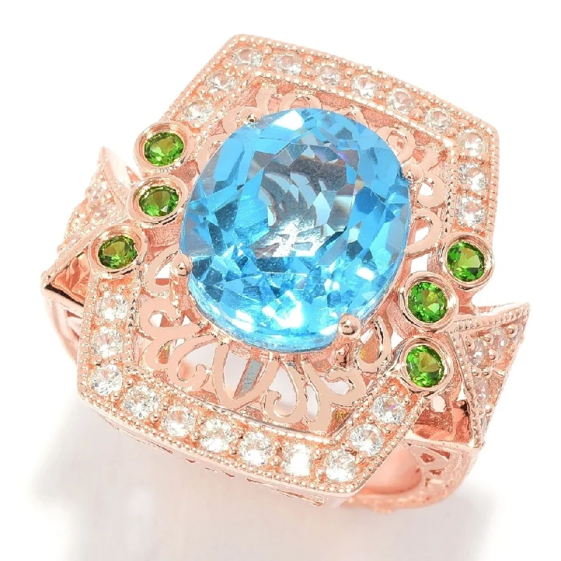 Alexandrite Gemstone Rings in Platinum with a Hidden Halo for a Rare and Luxurious PieceSterling Silver 12 x 10mm Oval Blue Topaz & White Zircon Filigree Ring