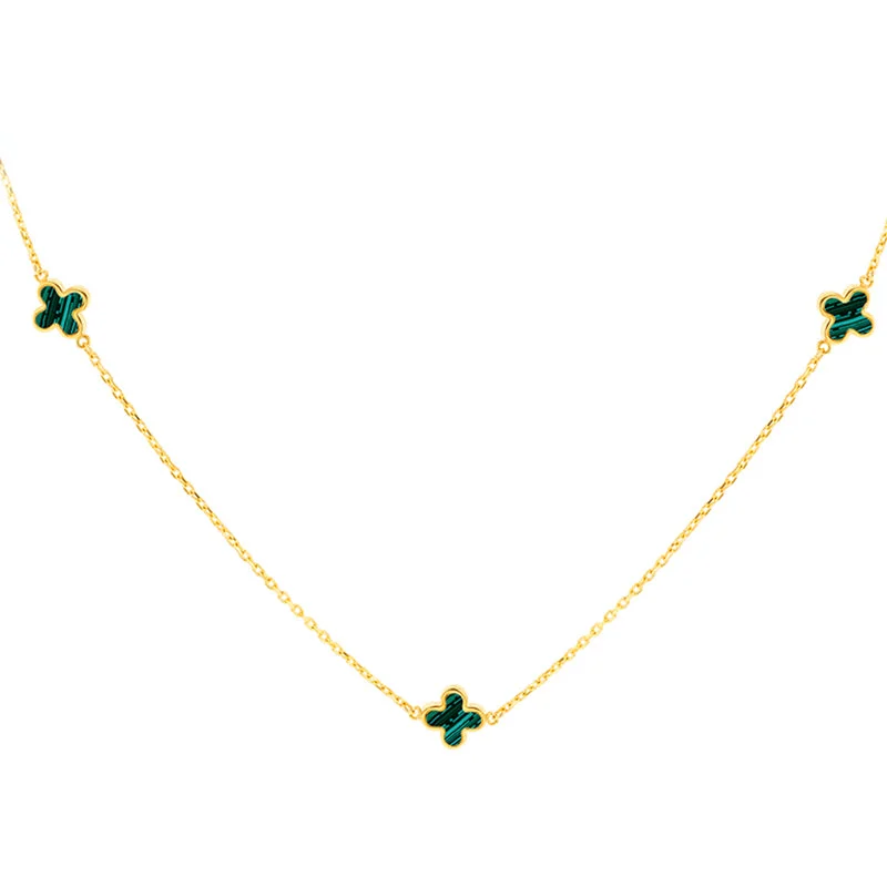 silver chain necklaces qualityMalachite Quatrefoil & Chain Necklace