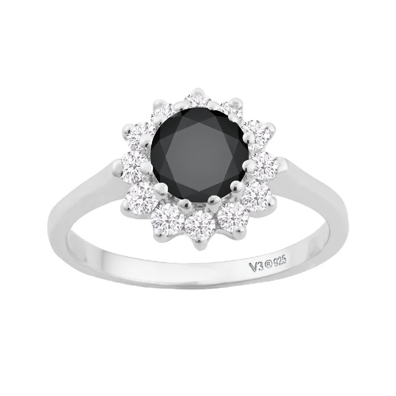 Jasper Gemstone Rings in 18K Gold Vermeil with a Matte Finish for a Subtle and Elegant LookSterling Silver with Natural Black Spinel and White Topaz Halo Ring