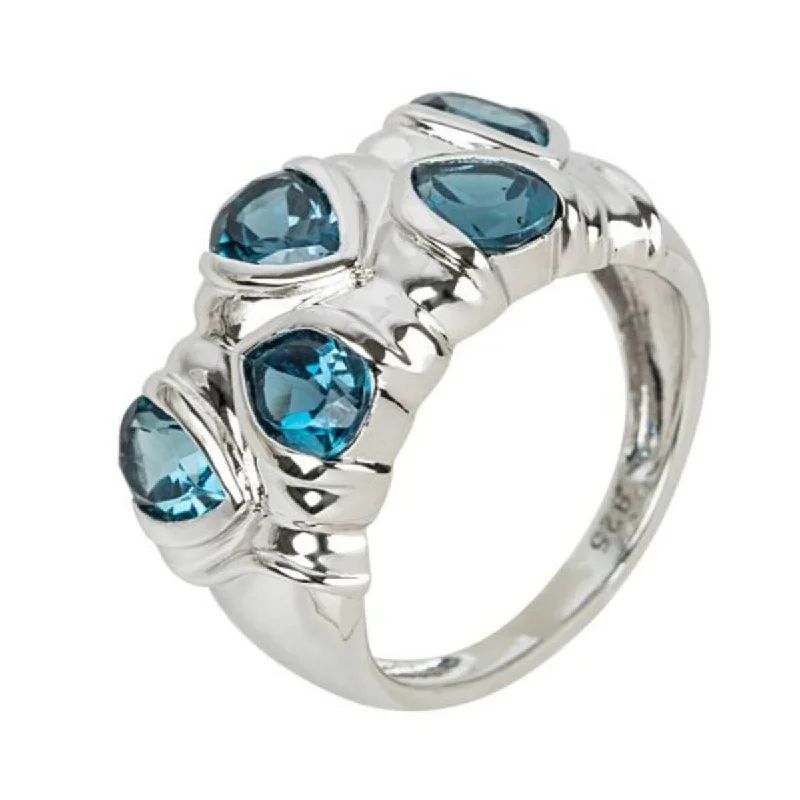 Emerald Gemstone Rings Set in Platinum with Filigree Work for a Vintage - Inspired Look925 Sterling Silver London Blue Topaz Ring