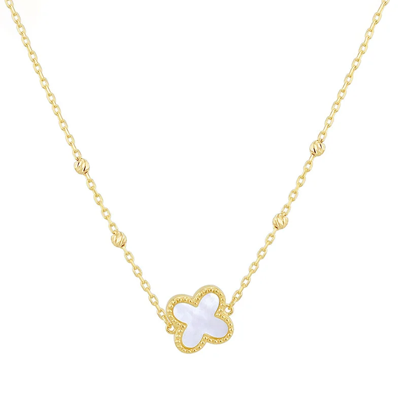 affordable chain necklaces onlinePearl Quatrefoil & Ball Chain Necklace