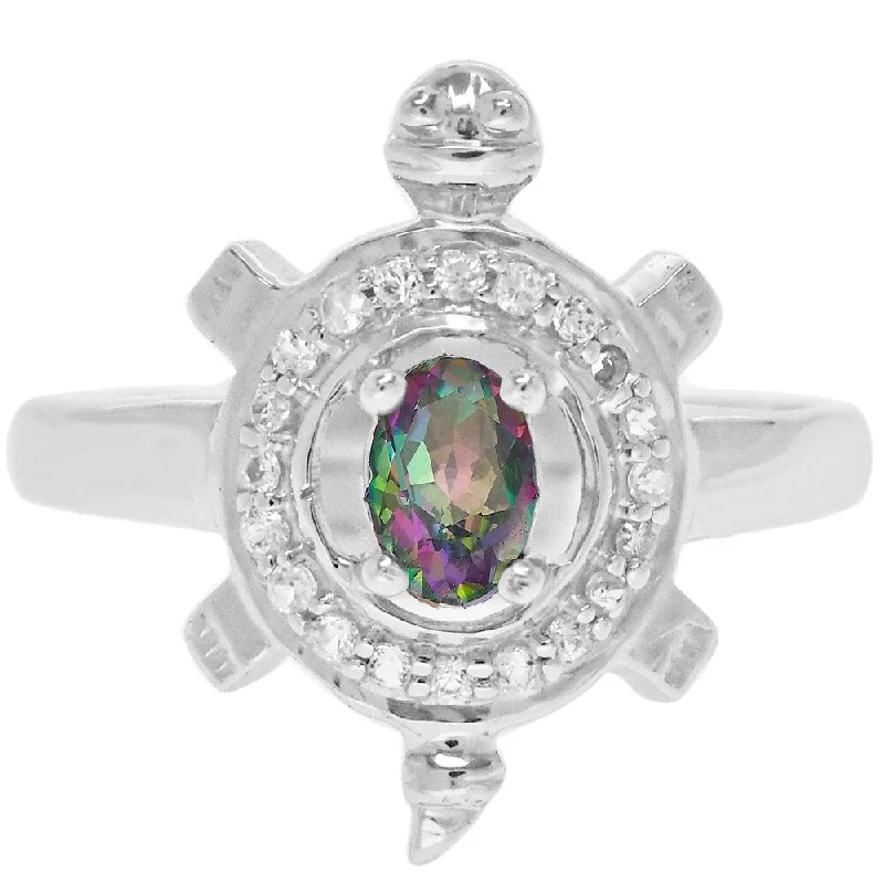 Tanzanite Gemstone Rings in 10K Gold with a Trilogy Design for a Sophisticated GiftSterling Silver with Mystic Topaz and Natural White Topaz Turtle Ring