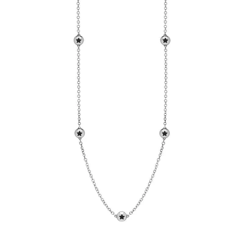 delicate chain necklaces charmSterling Silver Whitby Jet Star Link Disc Chain Necklace