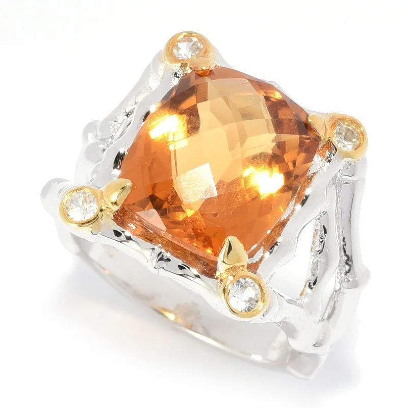 Topaz Gemstone Rings in 10K Gold with a Channel - Set Design for a Contemporary and Durable Option925 Sterling Silver Honey Citrine and White Natural Zircon Ring