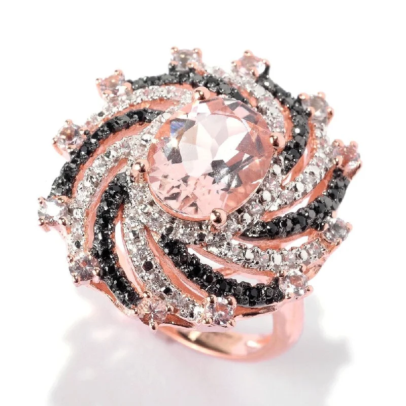 Alexandrite Gemstone Rings in Platinum with a Hidden Halo for a Rare and Luxurious Piece18K Rose Vermeil 2.9Ctw Morganite, Black Spinel & White Zircon Swirl Ring