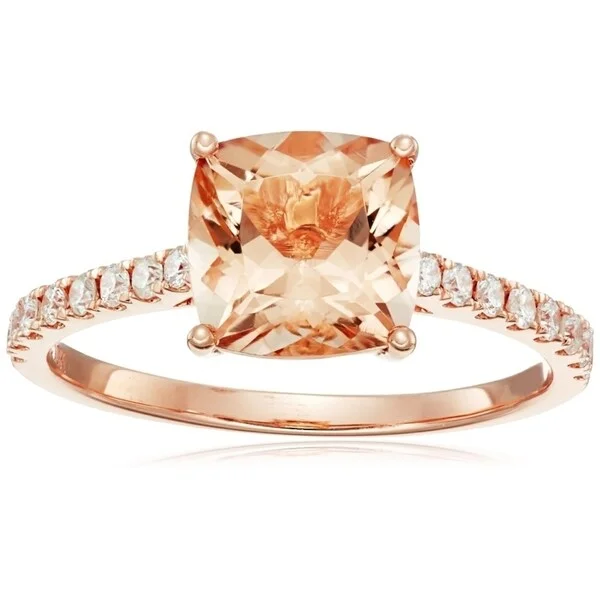 Emerald Gemstone Rings Set in Platinum with Filigree Work for a Vintage - Inspired Look10k Rose Gold Morganite Cushion Diamond Solitaire Ring, Size 7 - Pink