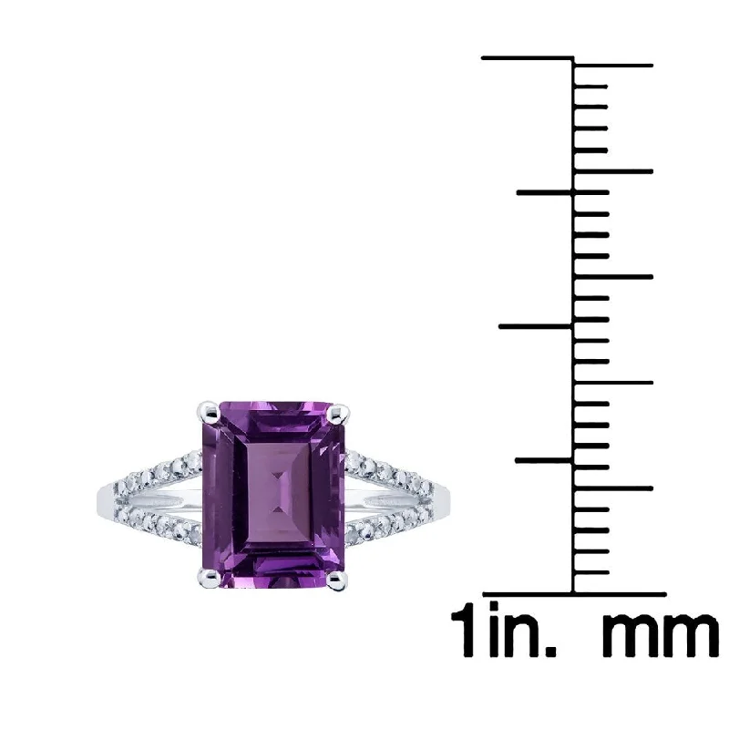 Topaz Gemstone Rings in 10K Gold with a Channel - Set Design for a Contemporary and Durable OptionViducci 10k White Gold Genuine Emerald-Shape Amethyst and Split-Shank Diamond Ring