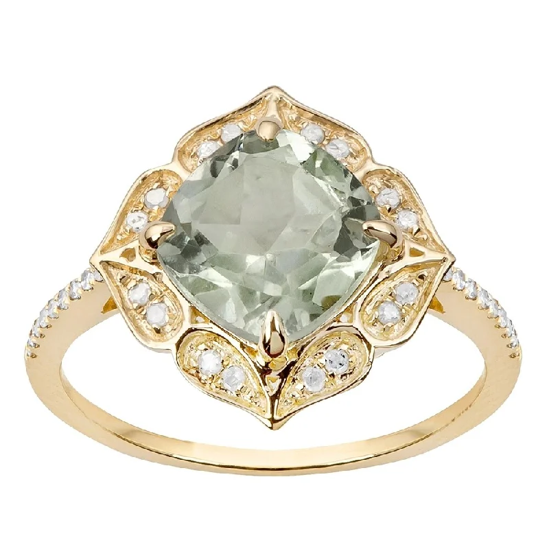 Alexandrite Gemstone Rings in Platinum with a Hidden Halo for a Rare and Luxurious PieceViducci 10k Yellow Gold Vintage Style Green Amethyst and Diamond Ring