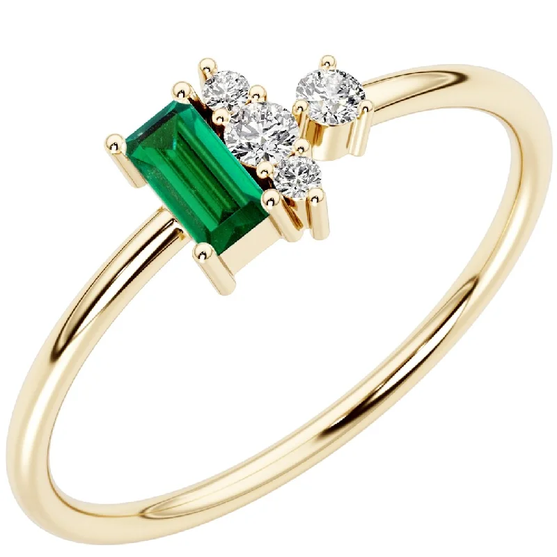 Citrine Gemstone Rings in Stainless Steel with a Stackable Design for a Trendy Everyday Wear14k Gold Plated Sterling Silver 1.07 ct Emerald and Lab Diamond Stackable Ring