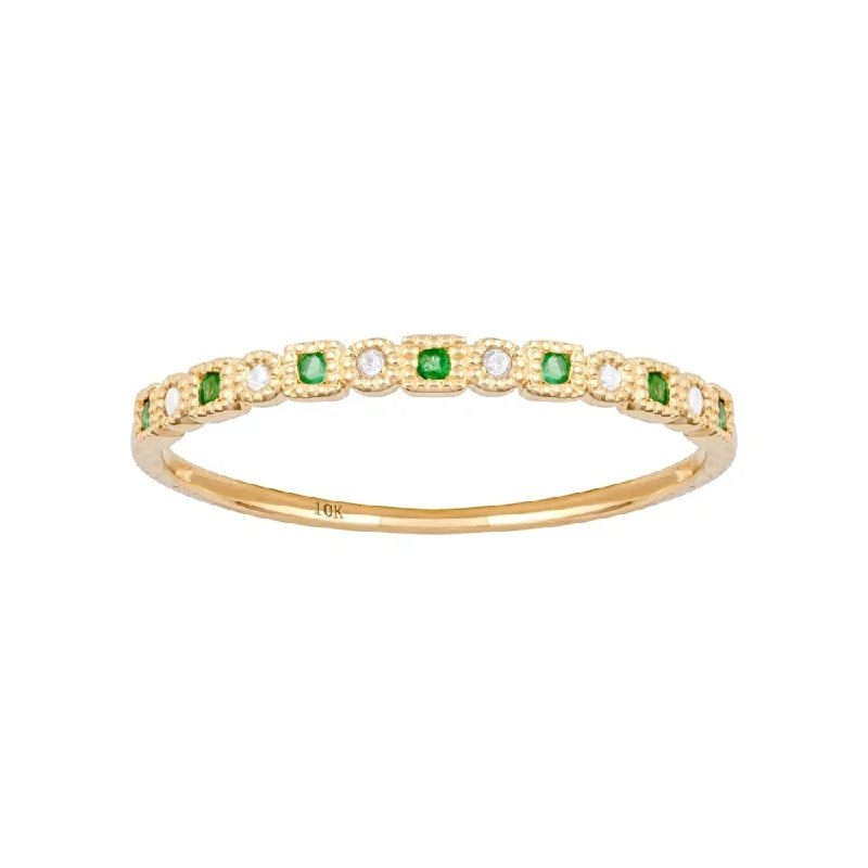 Citrine Gemstone Rings in Stainless Steel with a Stackable Design for a Trendy Everyday WearViducci 10k Yellow Gold Vintage Style Emerald and Diamond Petite Stackable Band