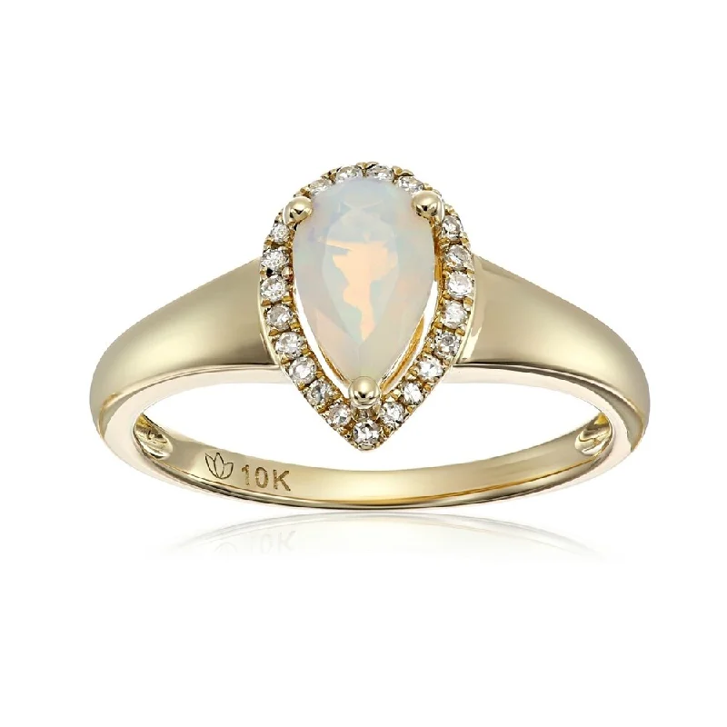 Agate Gemstone Rings in Sterling Silver with a Mosaic - Inspired Inlay for a Bohemian Style10k Yellow Gold Ethiopian Opal & Diamond Princess Diana Ring