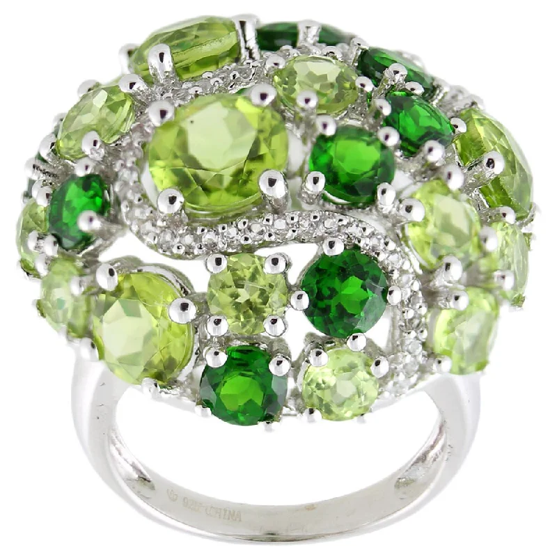 Tanzanite Gemstone Rings in 10K Gold with a Trilogy Design for a Sophisticated GiftSterling Silver 10.82ctw Peridot, Chrome Diopside and White Topaz Ring