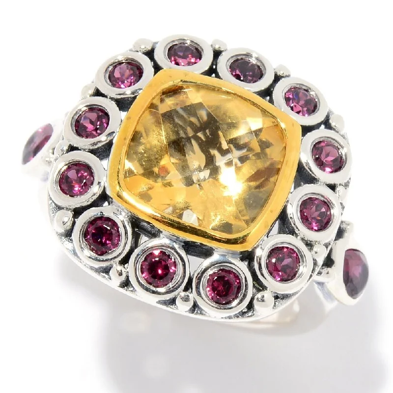 Topaz Gemstone Rings in 10K Gold with a Channel - Set Design for a Contemporary and Durable Option925 Sterling Silver Rhodolite Garnet and Citrine Ring