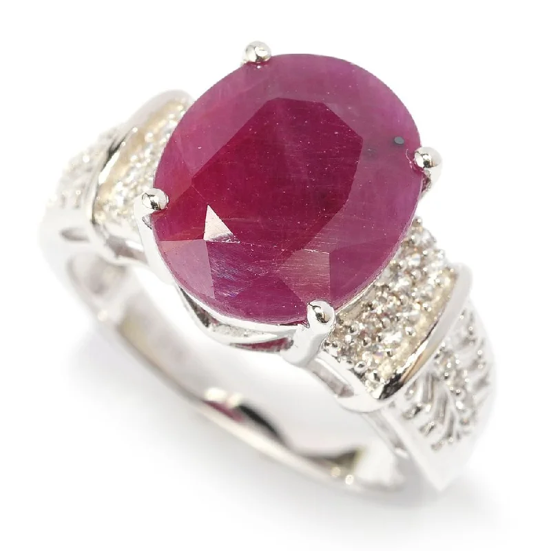 Ruby Gemstone Rings in 14K Yellow Gold with a Solitaire Setting for a Classic and Bold StatementSterling Silver Oval Madurai Ruby and White Zircon Ring