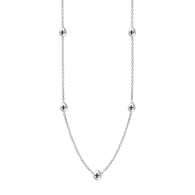 hypoallergenic chain necklacesSterling Silver Whitby Jet Fleur De Lis Link Disc Chain Necklace