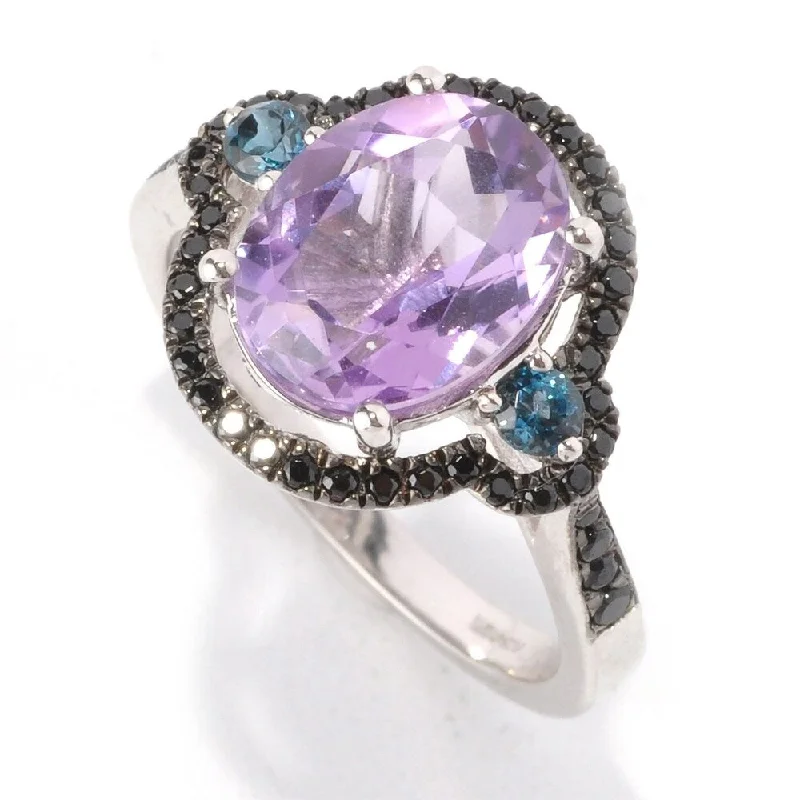 Alexandrite Gemstone Rings in Platinum with a Hidden Halo for a Rare and Luxurious Piece925 Sterling Silver Black Spinel,African Amethyst,Swiss Blue Topaz Ring