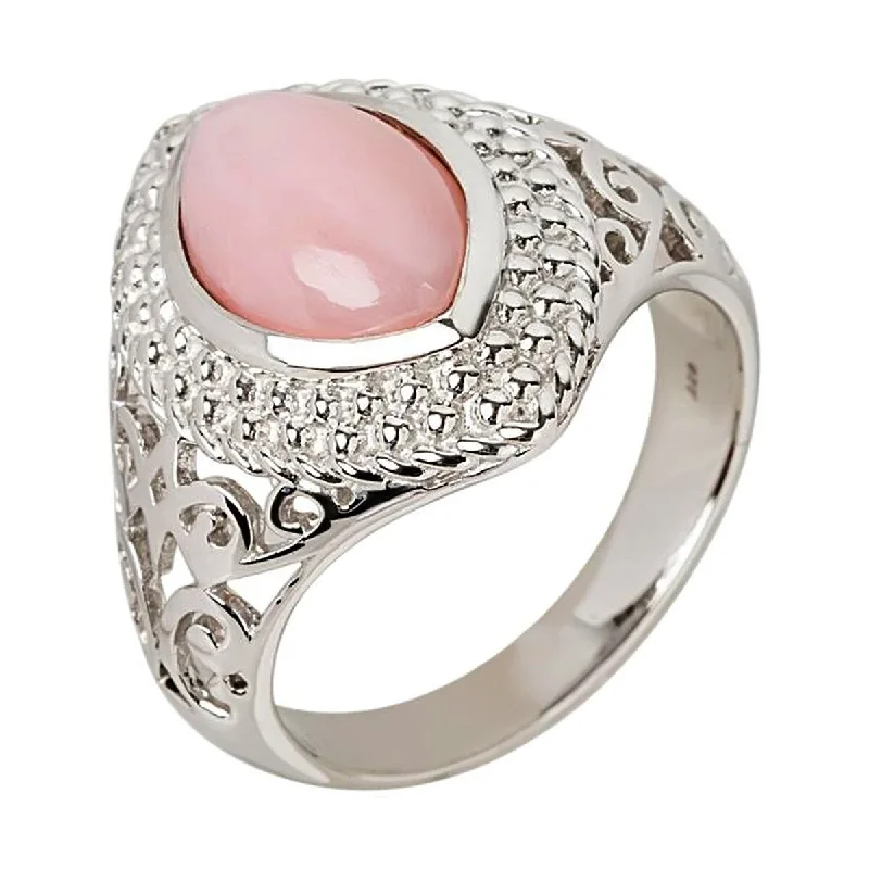 Agate Gemstone Rings in Sterling Silver with a Mosaic - Inspired Inlay for a Bohemian Style925 Sterling Silver Pink Opal Solitaire Ring