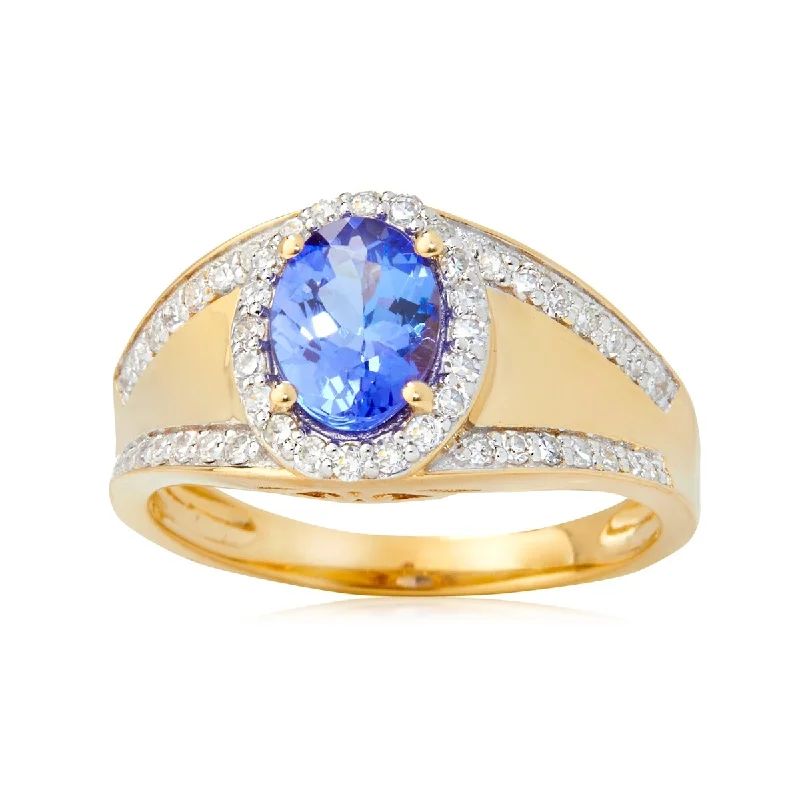 Tourmaline Gemstone Rings in 18K Two - Tone Gold with a Floral - Shaped Setting for a Feminine Touch14KT Yellow Gold Tanzanite and Diamond Ring