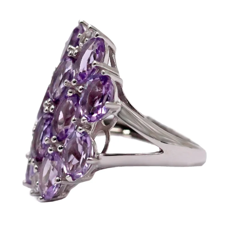 Tanzanite Gemstone Rings in 10K Gold with a Trilogy Design for a Sophisticated Gift925 Sterling Silver Pink Amethyst and White Topaz Ring