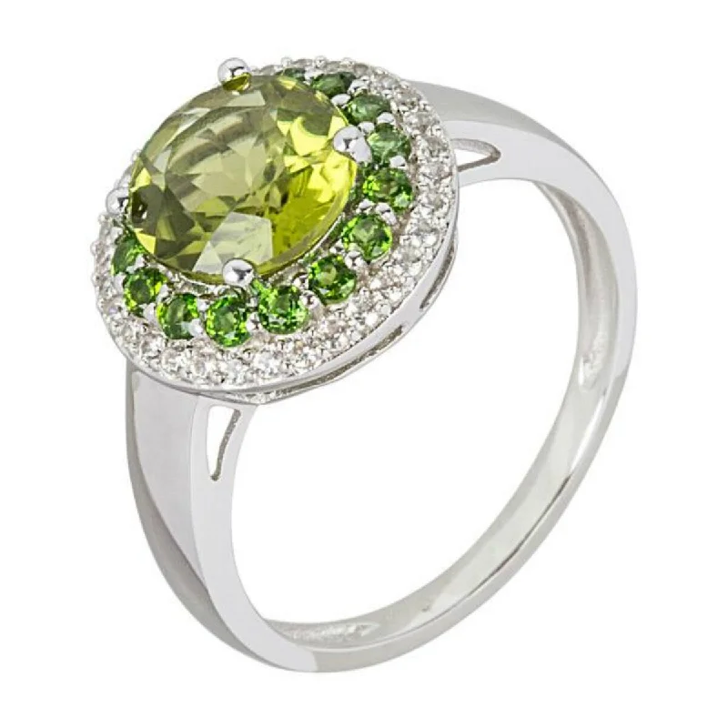 Opal Gemstone Rings in Rose Gold with a Milgrain Edge for a Feminine and Romantic Style925 Sterling Silver Peridot and Chrome Diopside Ring