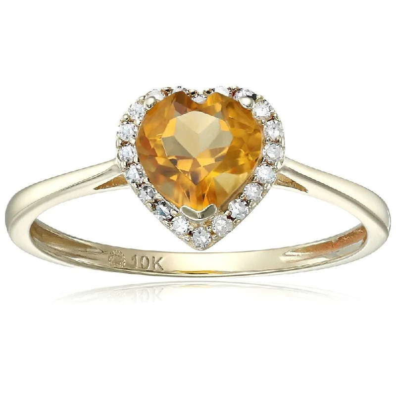 Topaz Gemstone Rings in 10K Gold with a Channel - Set Design for a Contemporary and Durable Option10k Yellow Gold Citrine and Diamond Solitaire Heart Halo Engagement Ring, Size 7