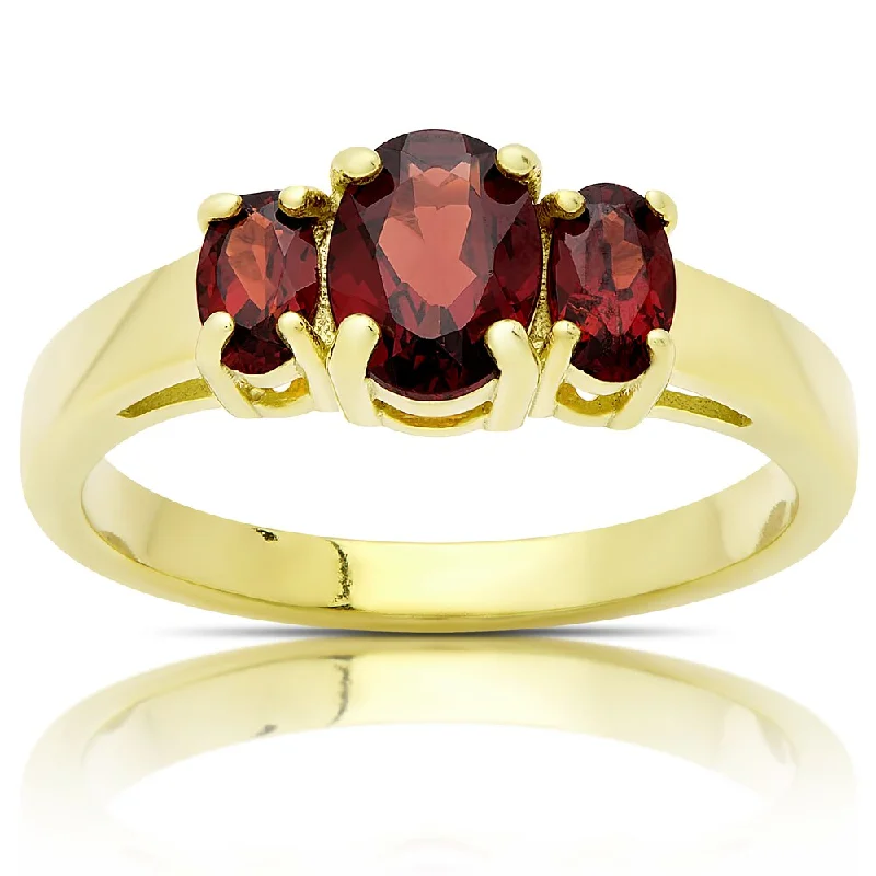 Jasper Gemstone Rings in 18K Gold Vermeil with a Matte Finish for a Subtle and Elegant LookDolce Giavonna Gold Over Sterling Silver Three Stone Garnet Ring