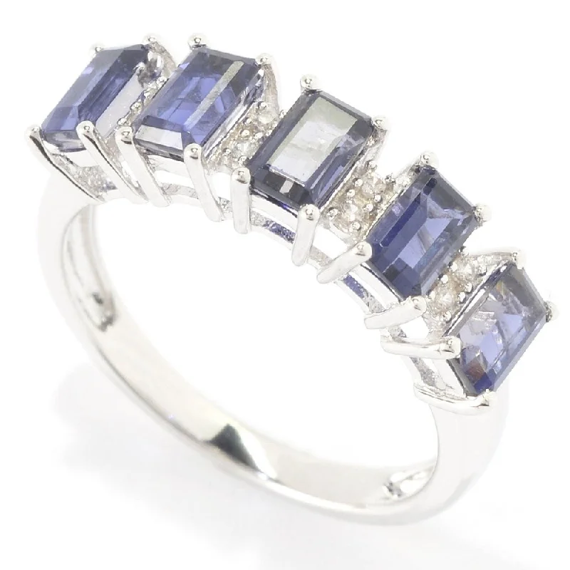 Lapis Lazuli Gemstone Rings in Sterling Silver with a Star - Shaped Setting for a Celestial - Inspired PieceSterling Silver 1 2/5ct Emerald-cut Iolite and White Zircon Ring