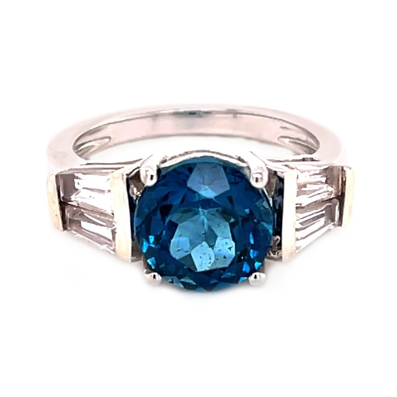 Lapis Lazuli Gemstone Rings in Sterling Silver with a Star - Shaped Setting for a Celestial - Inspired Piece925 Sterling Silver London Blue Topaz and White Topaz Gemstone Solitaire Ring