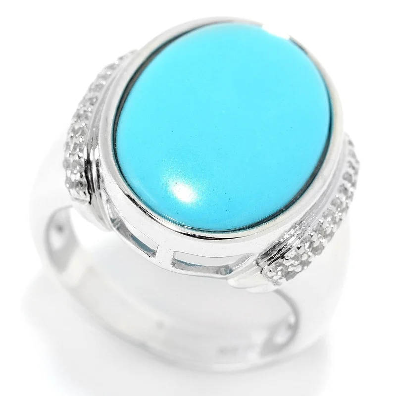 Topaz Gemstone Rings in 10K Gold with a Channel - Set Design for a Contemporary and Durable Option925 Sterling Silver Sonora Beauty Turquoise and White Natural Zircon Ring