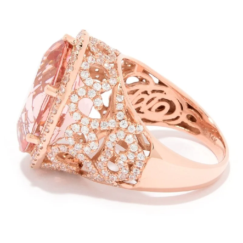 Iolite Gemstone Rings in 10K Gold with a Twisted Band for a Distinctive and Stylish Accessory14K Rose Gold 13.31ctw Oval Morganite & White Zircon Ring