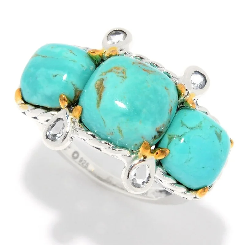 Jasper Gemstone Rings in 18K Gold Vermeil with a Matte Finish for a Subtle and Elegant LookSterling Silver Tyrone Turquoise & White Topaz Ring