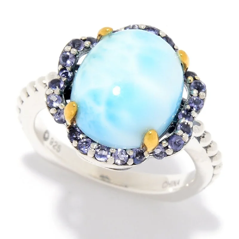 Alexandrite Gemstone Rings in Platinum with a Hidden Halo for a Rare and Luxurious Piece925 Sterling Silver Larimar and Iolite Ring