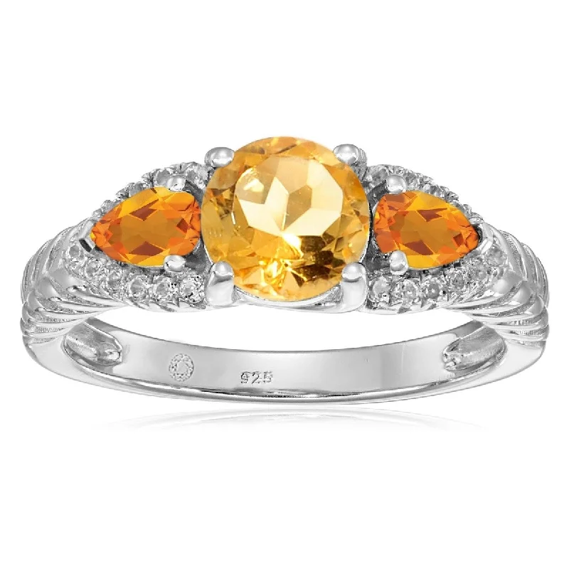 Aquamarine Gemstone Rings in 9K Gold with a Bezel Setting for a Modern and Secure Fit925 Sterling Silver Madeira Citrine and White Topaz Ring