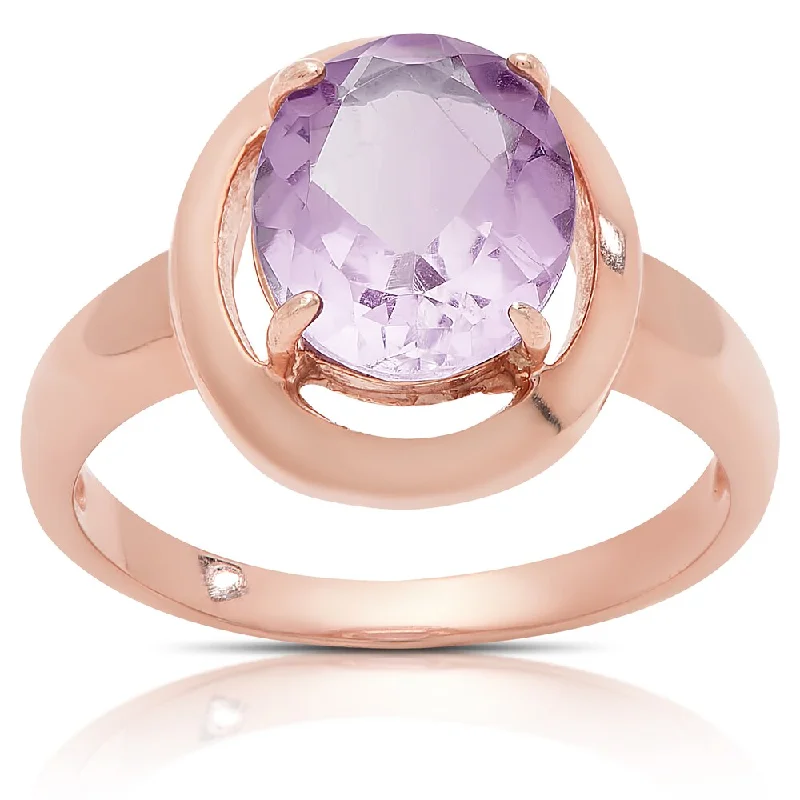 Sapphire Gemstone Rings in 18K White Gold with Diamond Accents for an Elegant EngagementDolce Giavonna Rose Gold Over Sterling Silver Oval Amethyst Solitaire Ring