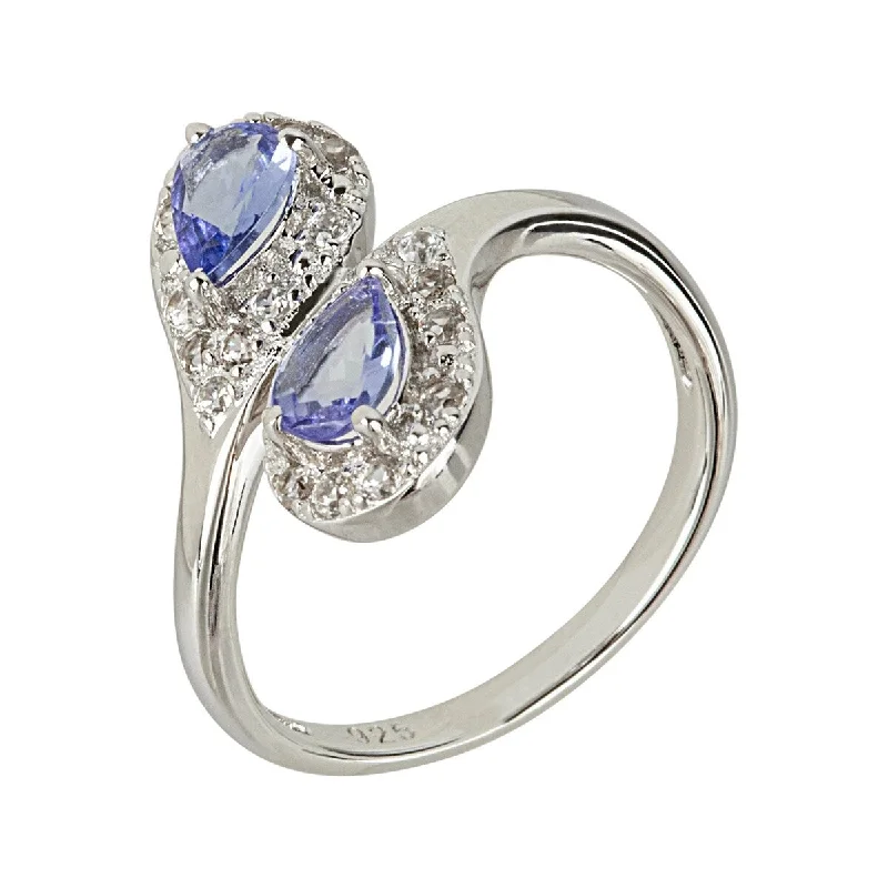 Citrine Gemstone Rings in Stainless Steel with a Stackable Design for a Trendy Everyday Wear925 Sterling Silver Tanzanite and White Natural Zircon Bypass Ring