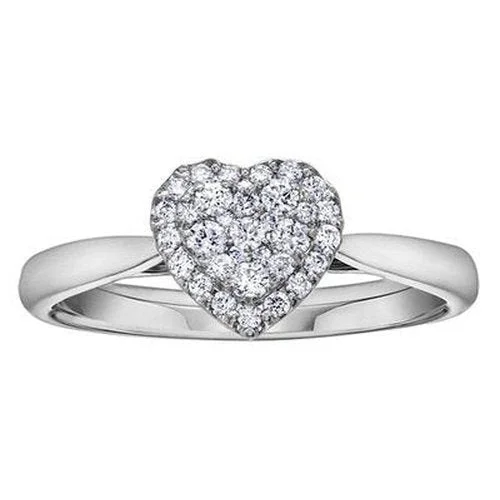 Men's Sapphire Engagement Rings in 18K White Gold with Pave Diamond AccentsDiamond Set Heart Ring .25ct